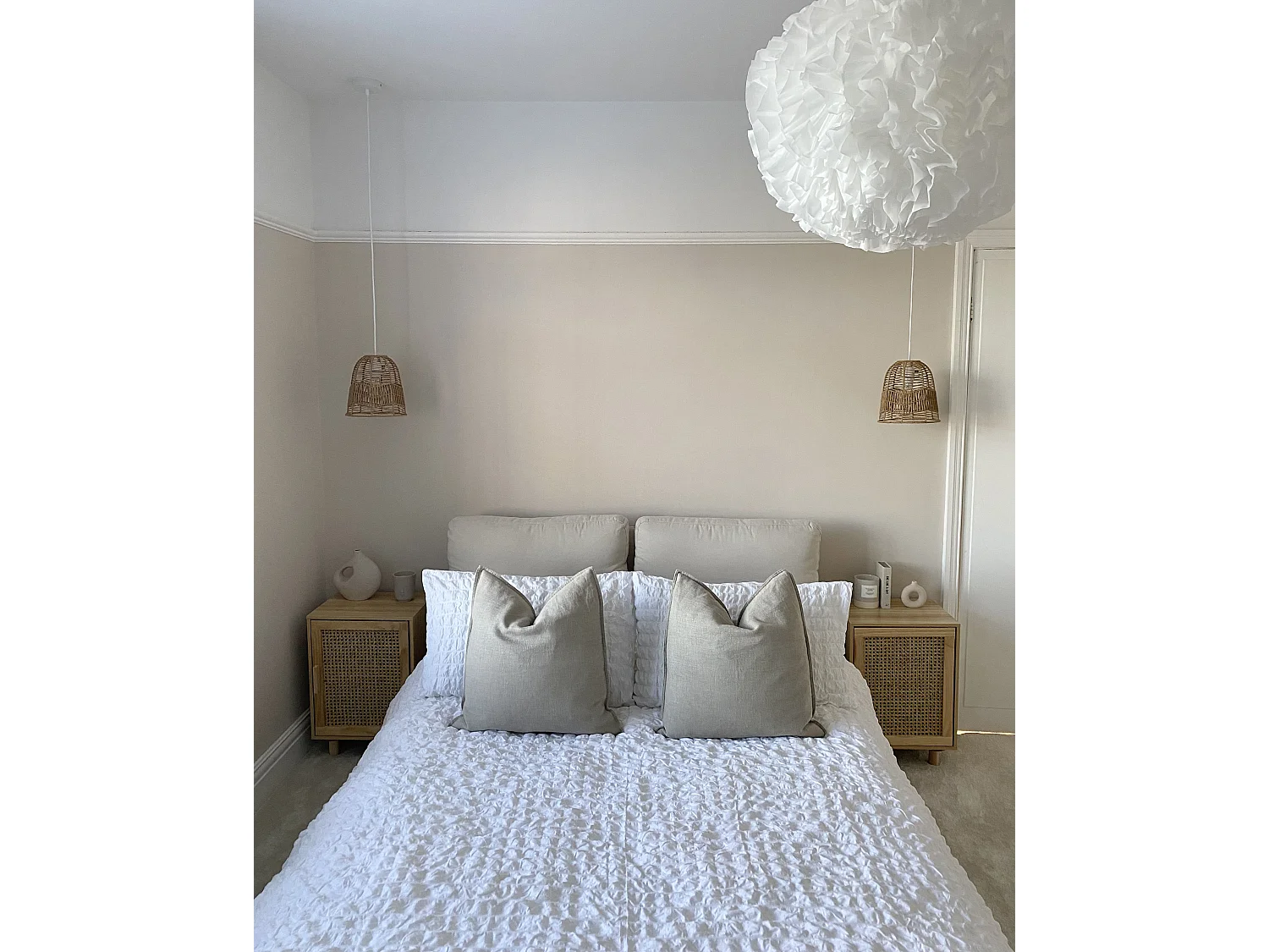Bed Chenille MELLE 140 x 200 cm (EU Double) Light Beige