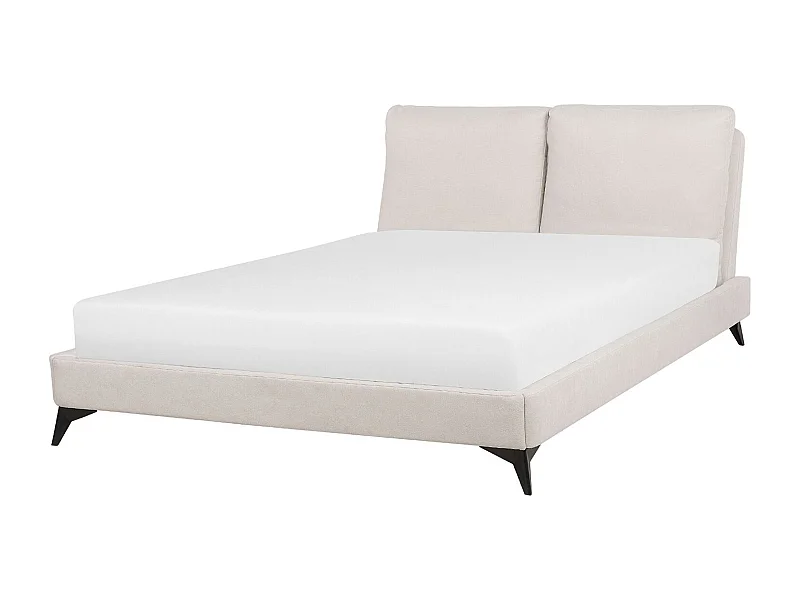 Elegantes Polsterbett in Beige Leinenoptik mit Lattenrost 140 x 200 cm Melle