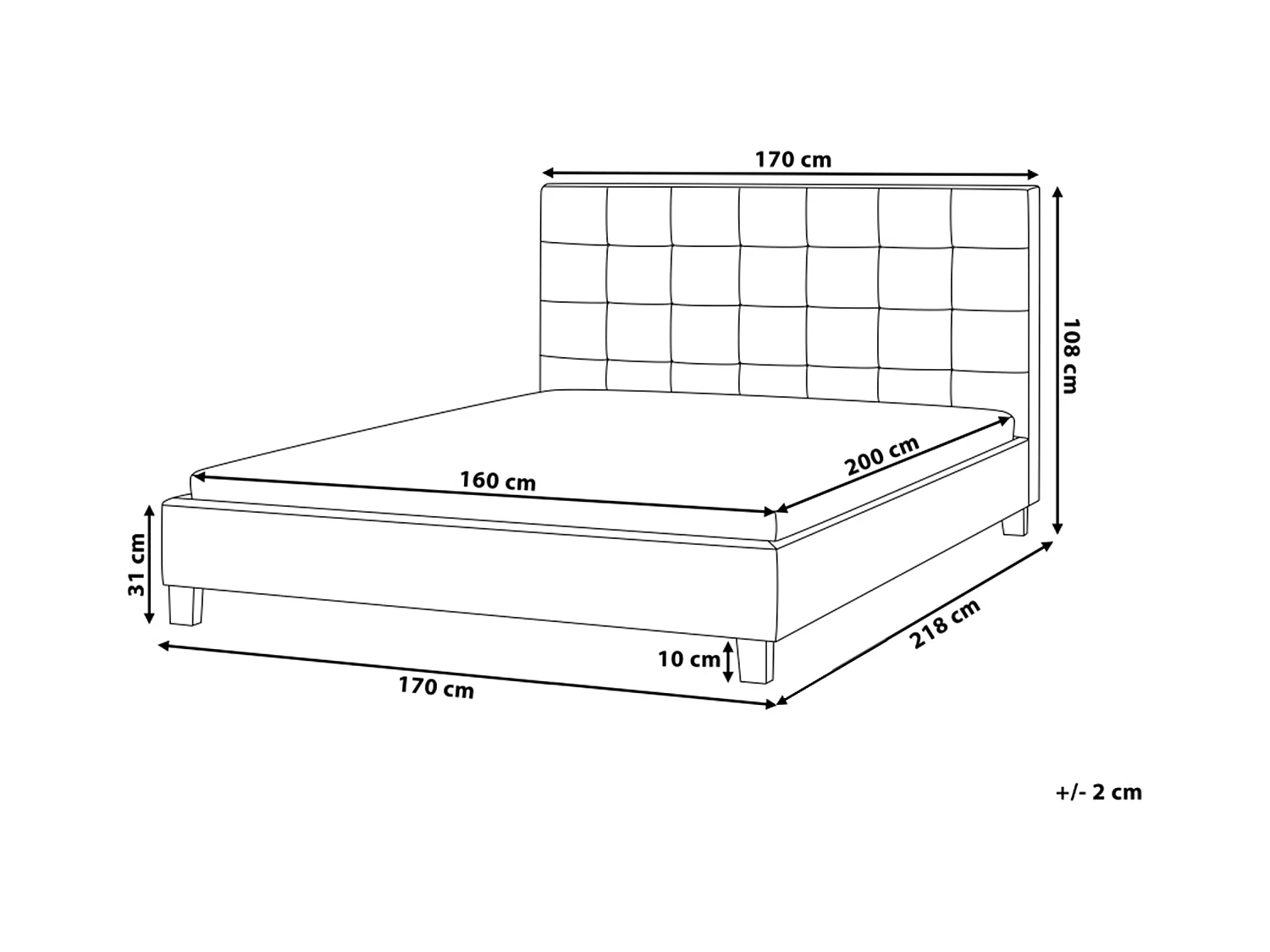 Cama Tecido ROCHELLE 160 x 200 cm Cinzento escuro