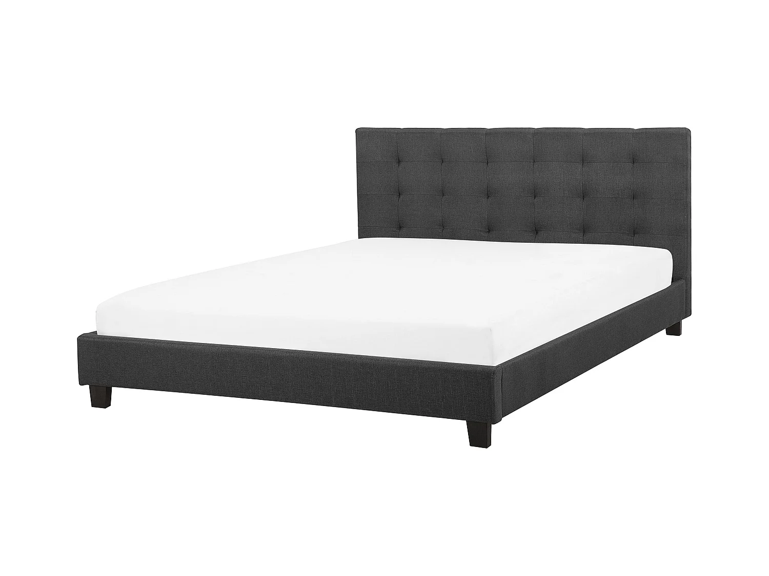 Lit avec sommier Tissu LA ROCHELLE 160 x 200 cm Gris foncé