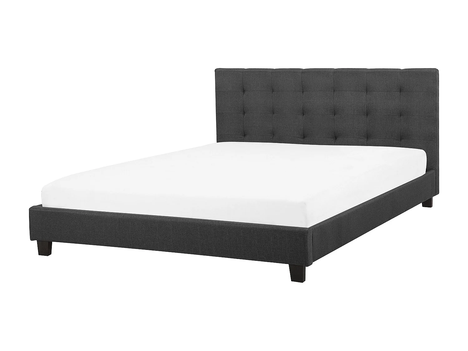 Lit avec sommier Tissu LA ROCHELLE 160 x 200 cm Gris foncé