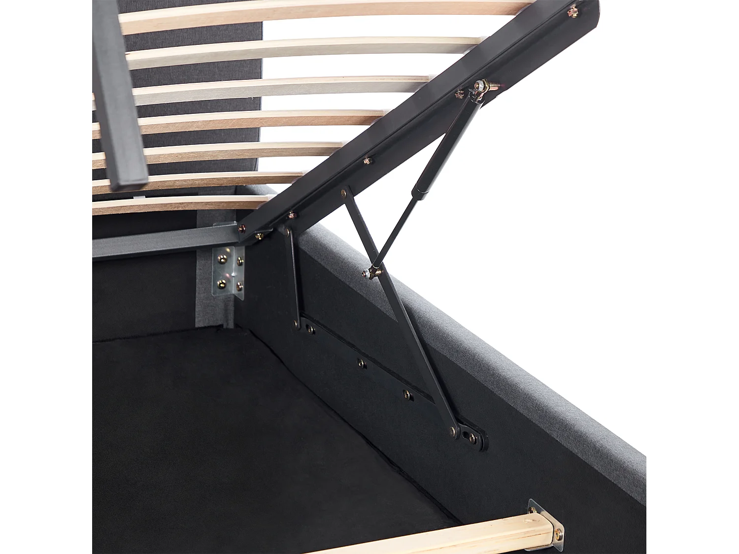 Letto con ottomano Tessuto RENNES 140 x 200 cm Grigio scuro