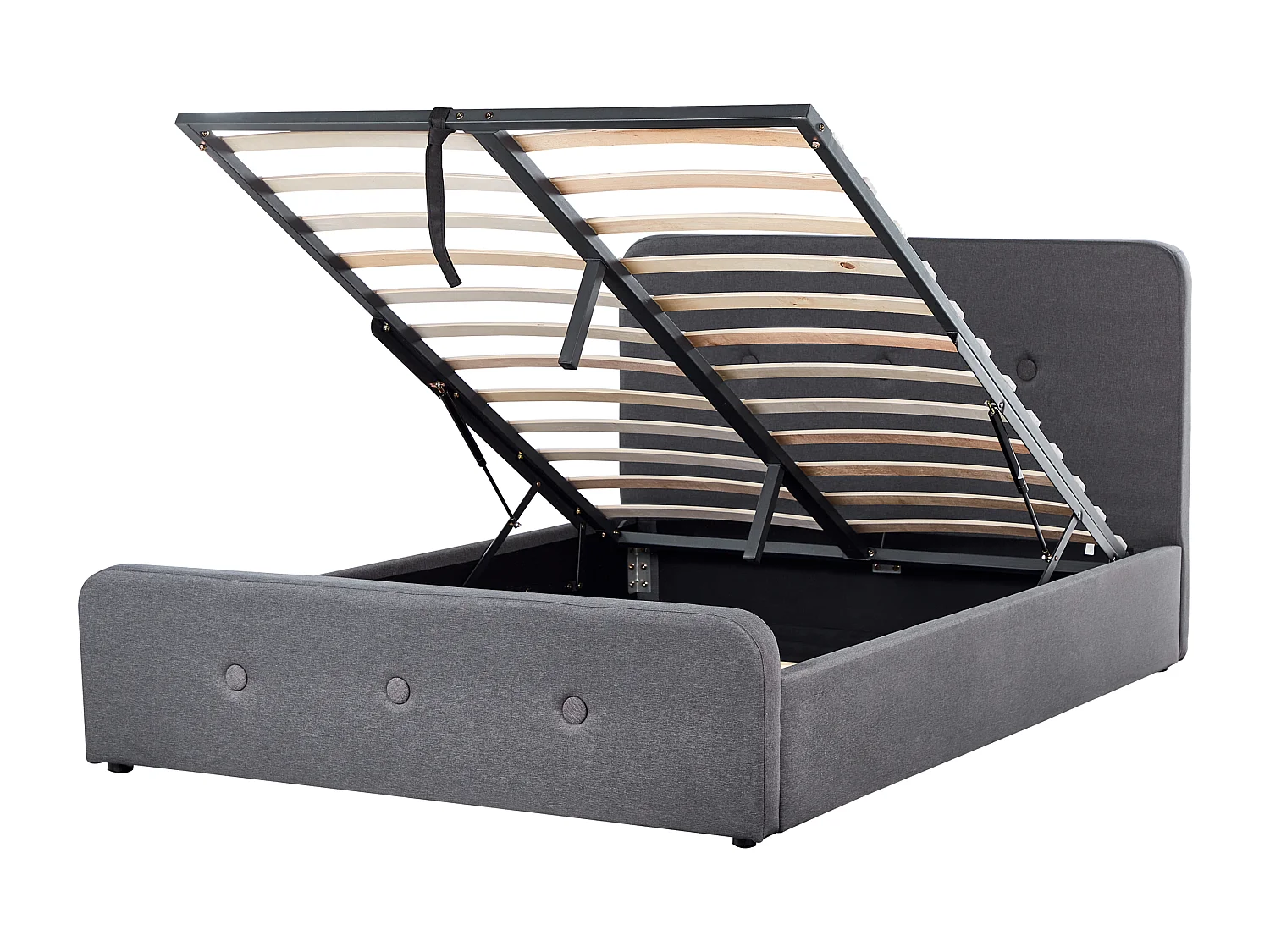 Bed met opbergruimte Stof RENNES 140 x 200 cm Donkergrijs