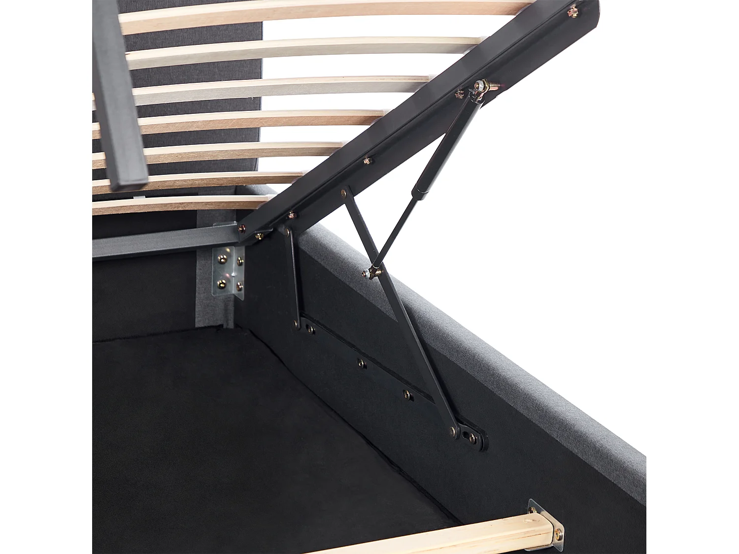 Bed met opbergruimte Stof RENNES 140 x 200 cm Donkergrijs