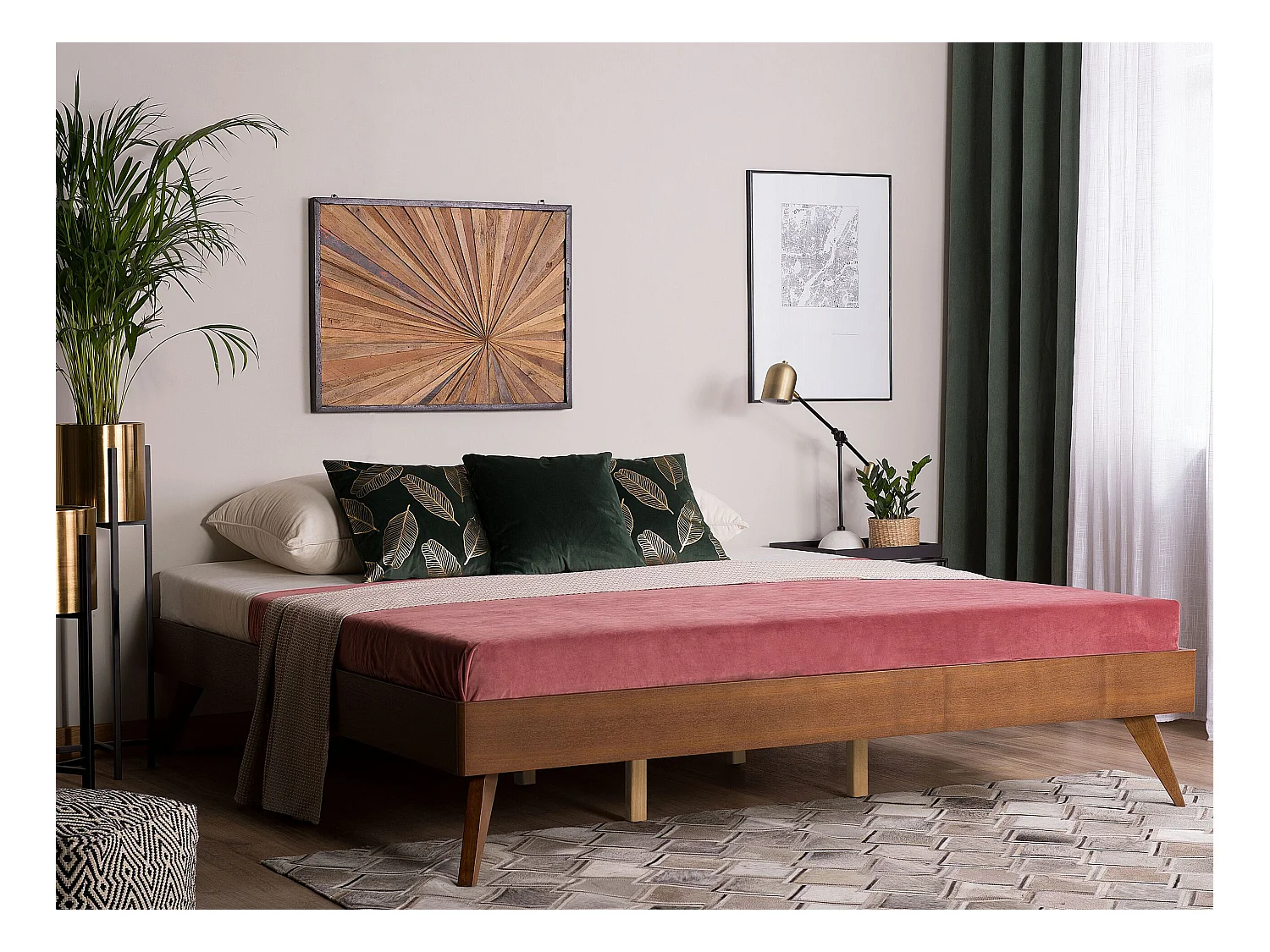 Bed zonder hoofdbord BERRIC 180 x 200 cm Donker essenhout