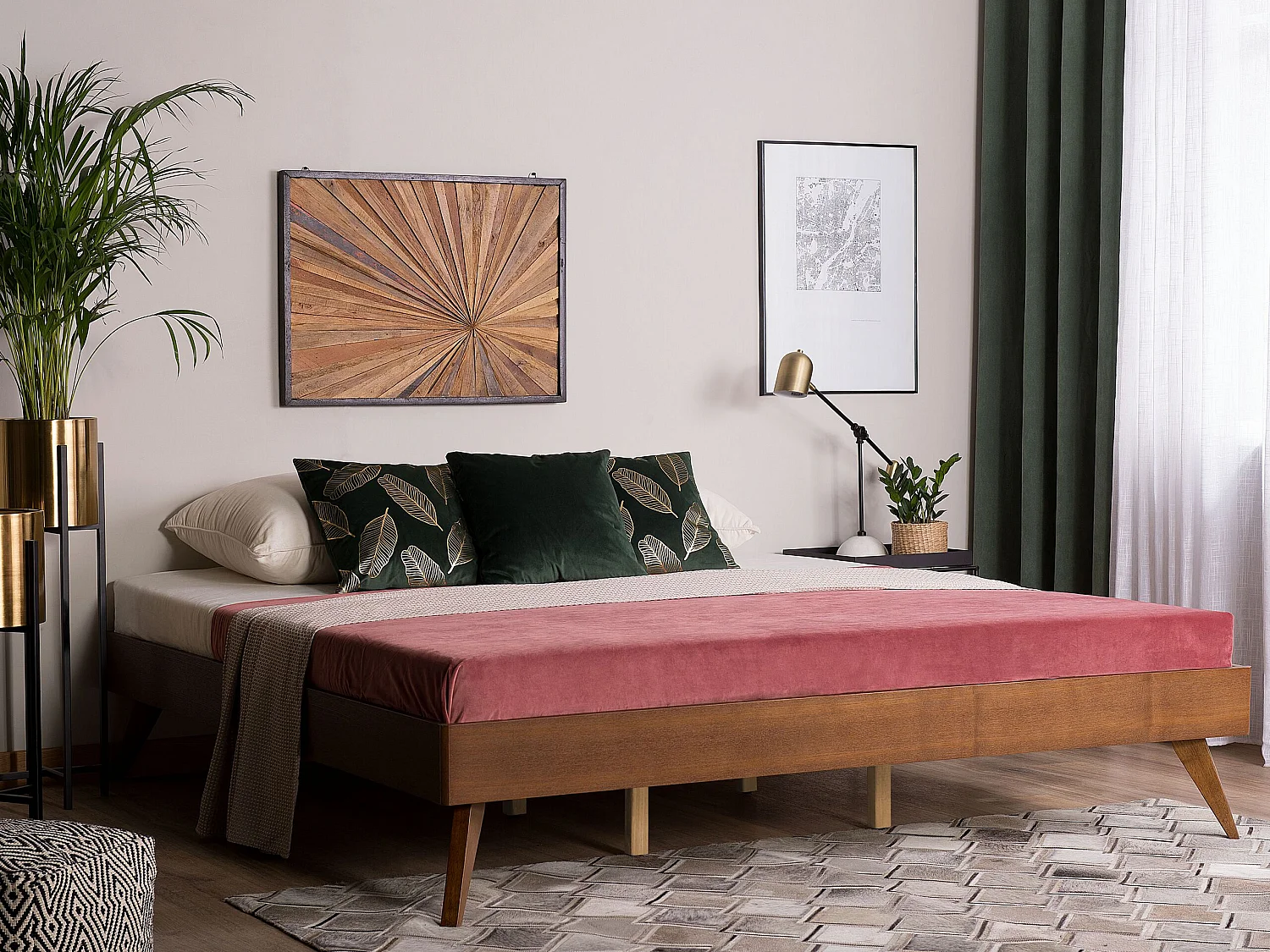 Lit sans tête de lit BERRIC 180 x 200 cm Frêne foncé
