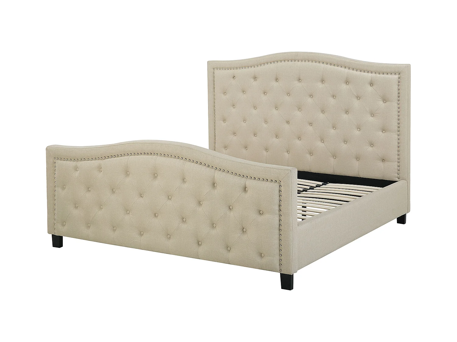 Lit avec sommier Tissu AUREL 180 x 200 cm Beige