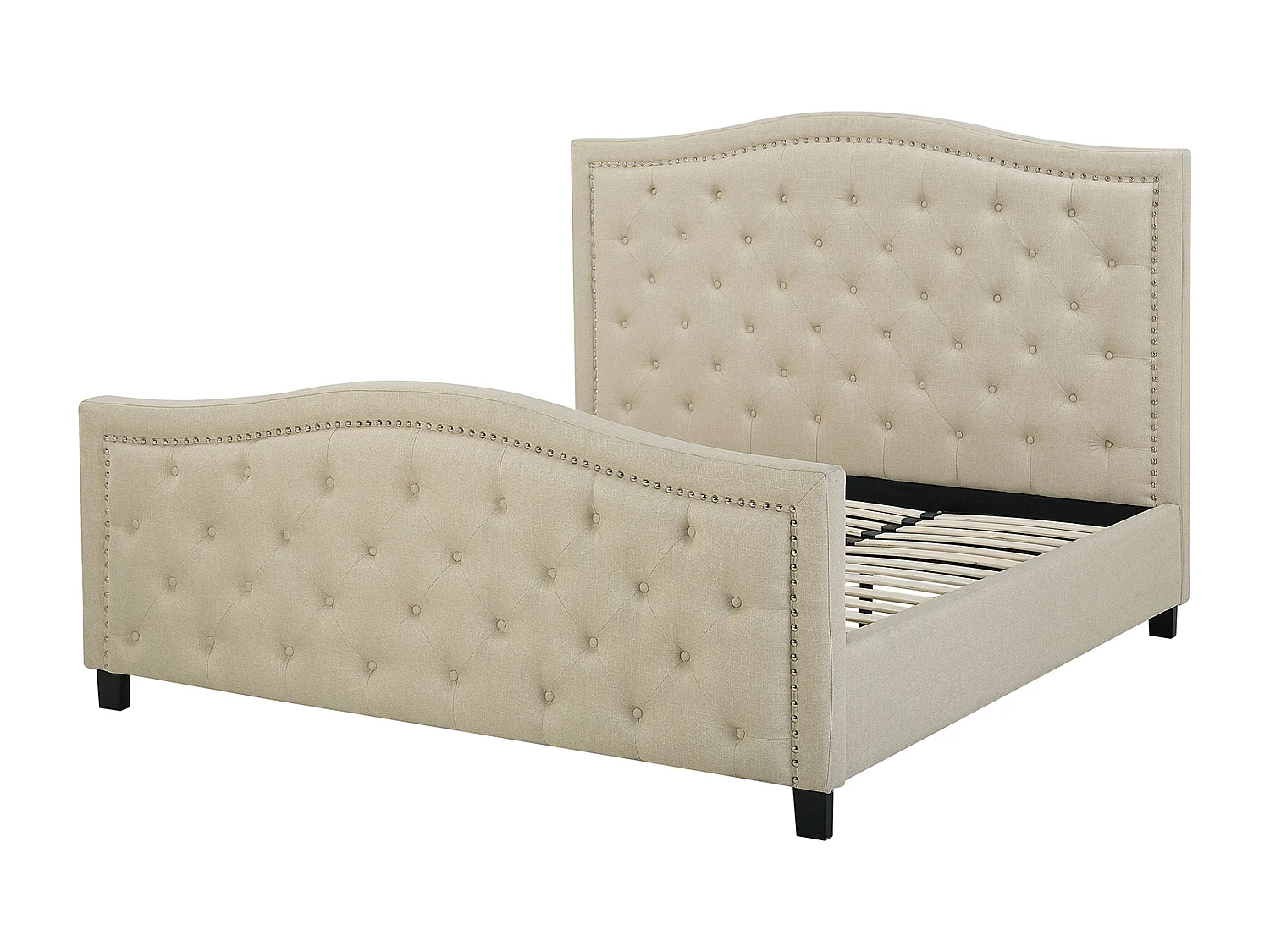 Lit avec sommier Tissu AUREL 180 x 200 cm Beige