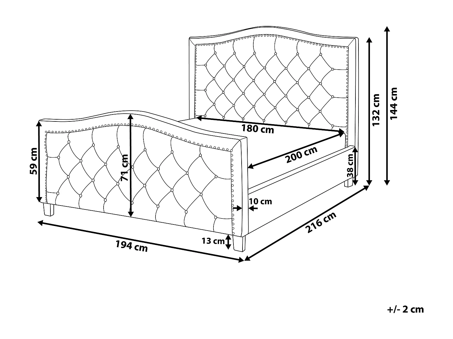 Bed Stof AUREL 180 x 200 cm Beige