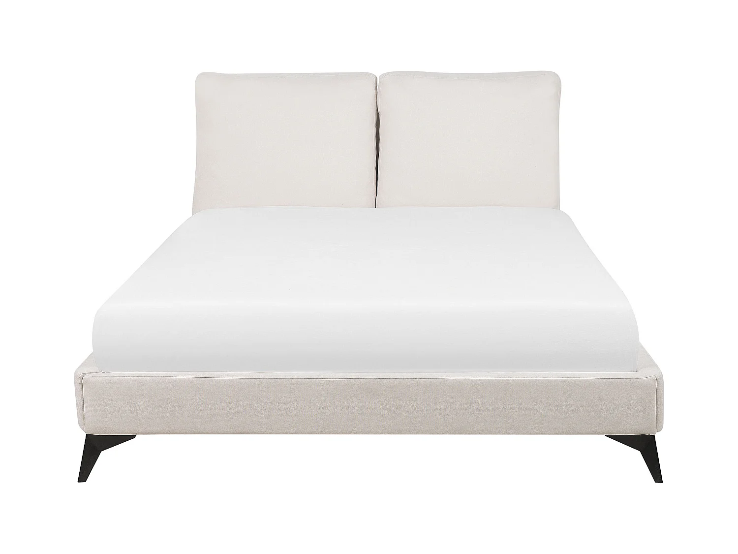 Elegantes Polsterbett in Beige Leinenoptik mit Lattenrost 160 x 200 cm Melle