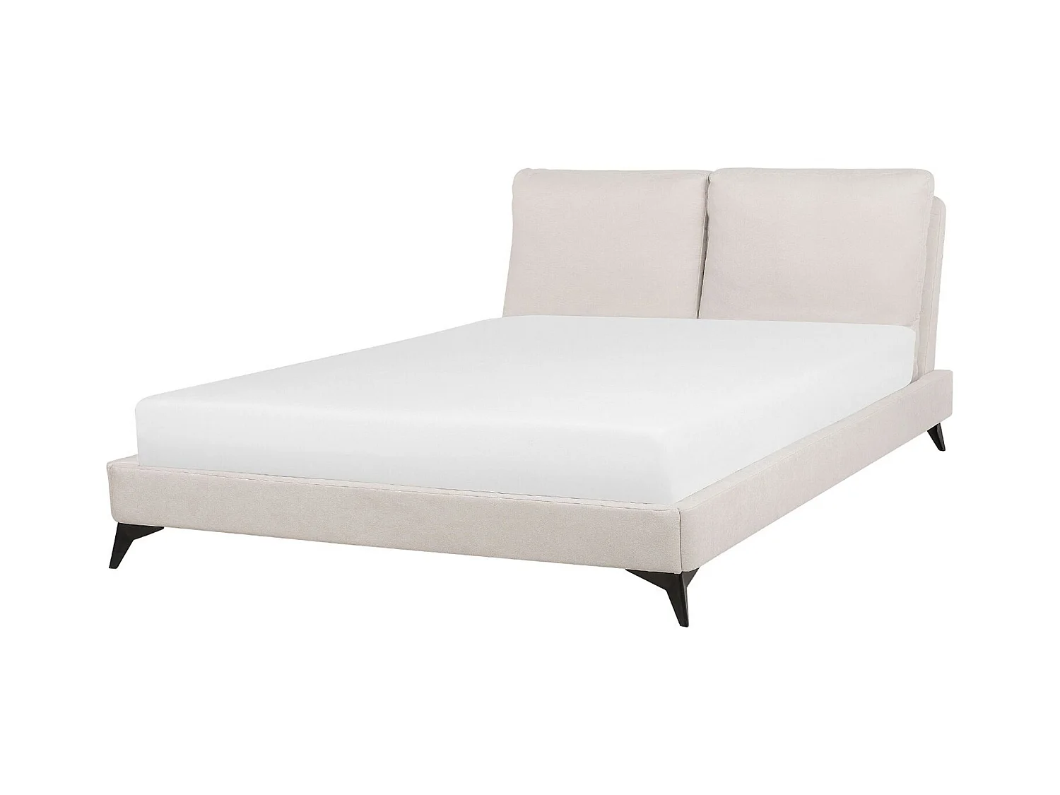 Lit avec sommier Tissu chenille MELLE 160 x 200 cm Beige clair