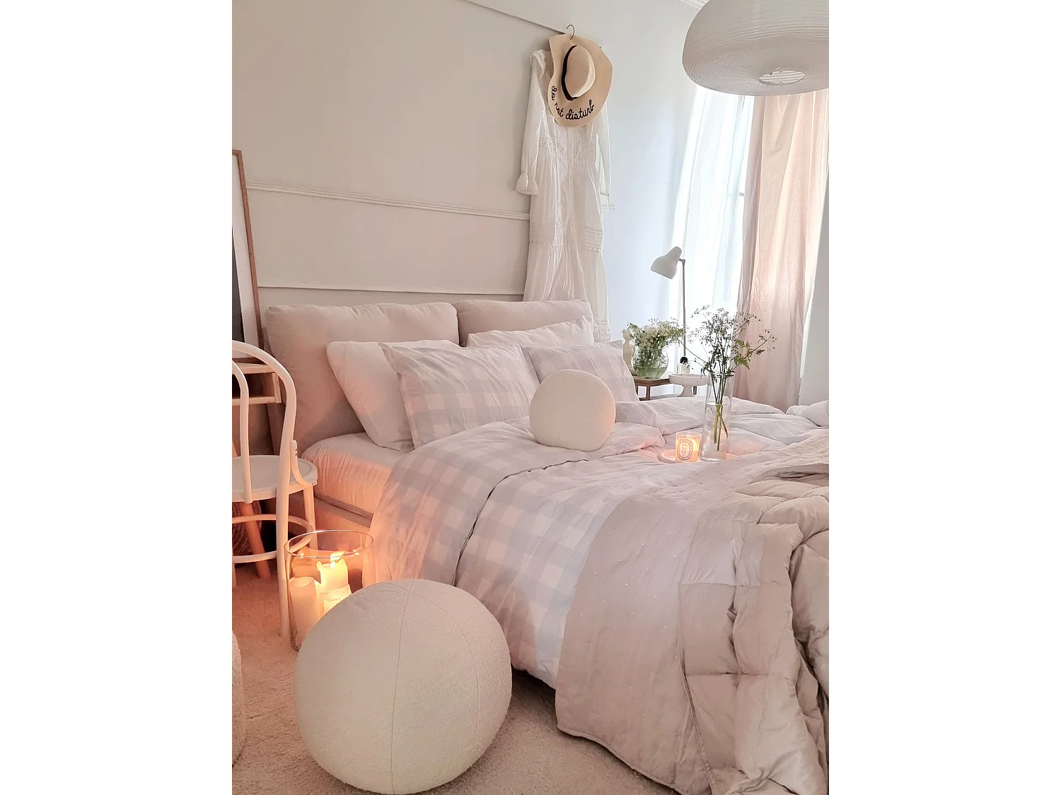 Lit avec sommier Tissu chenille MELLE 160 x 200 cm Beige clair
