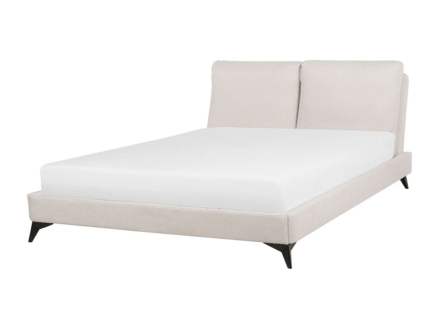 Lit avec sommier Tissu chenille MELLE 160 x 200 cm Beige clair