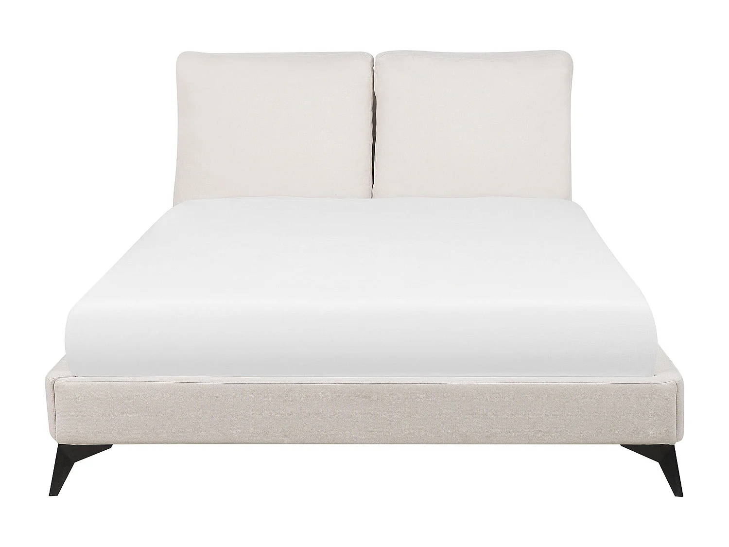 Lit avec sommier Tissu chenille MELLE 160 x 200 cm Beige clair