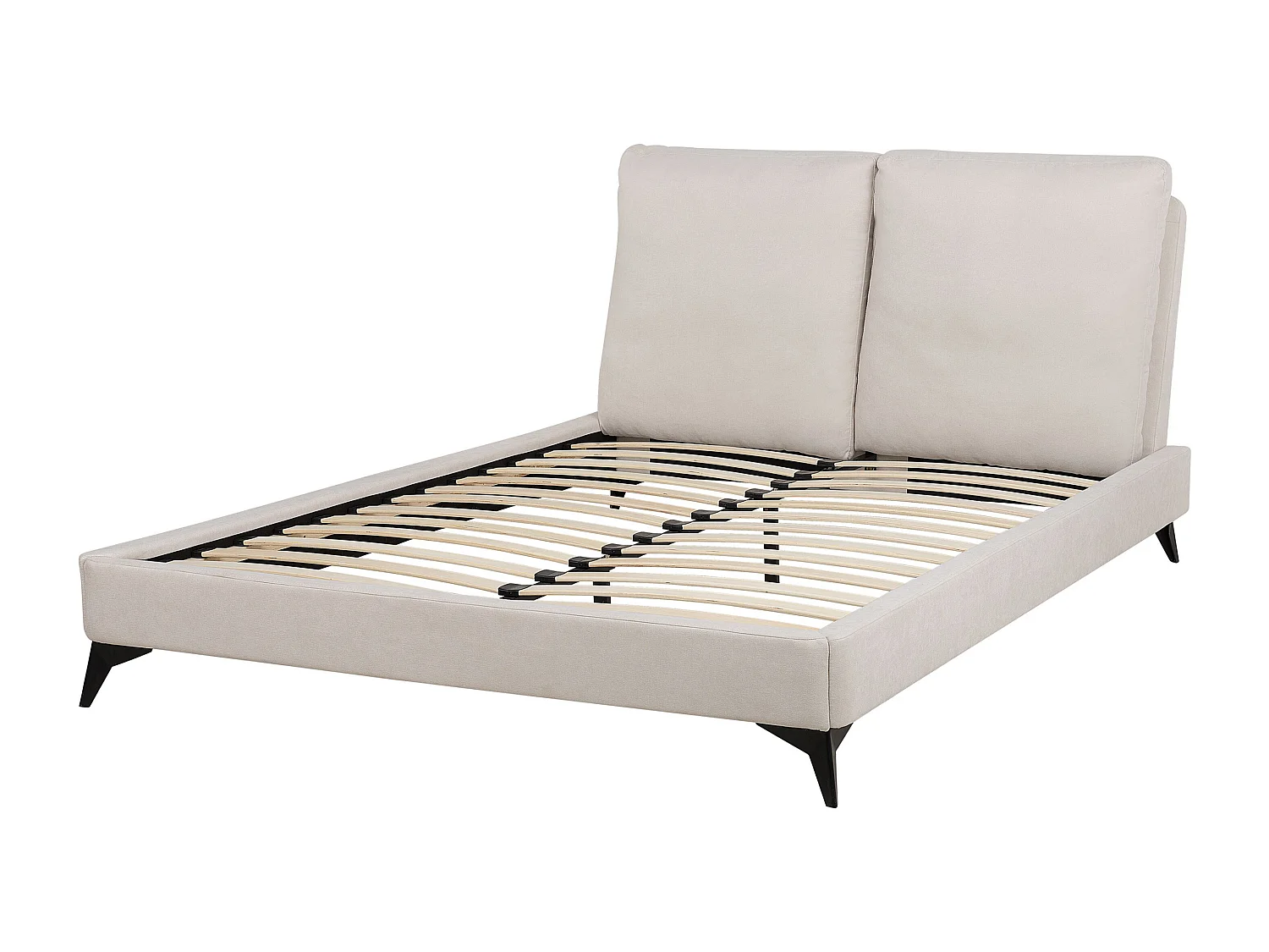 Lit avec sommier Tissu chenille MELLE 160 x 200 cm Beige clair