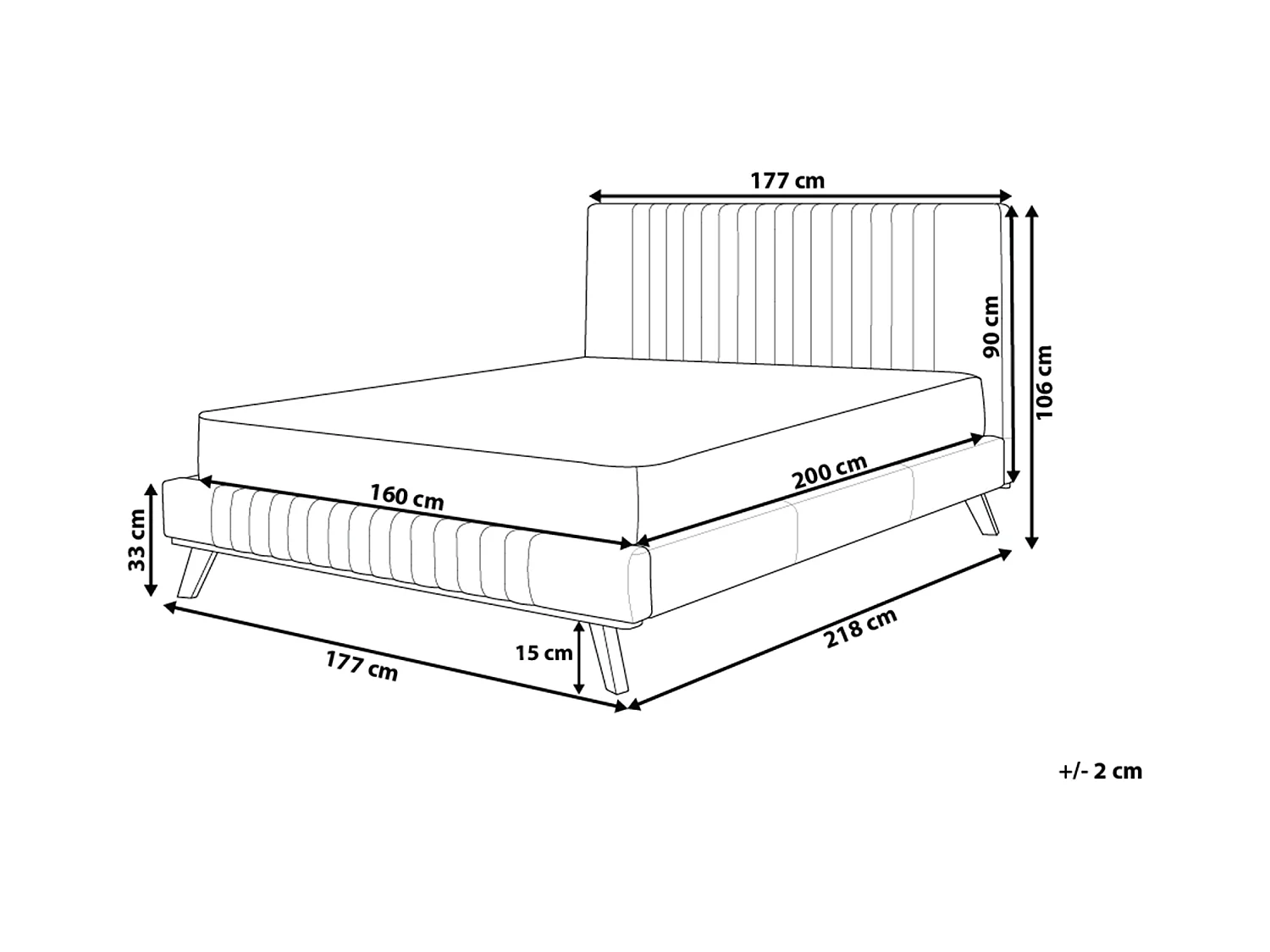 Designer Polsterbett beige 160 x 200 cm Stoffbett Doppelbett Talence