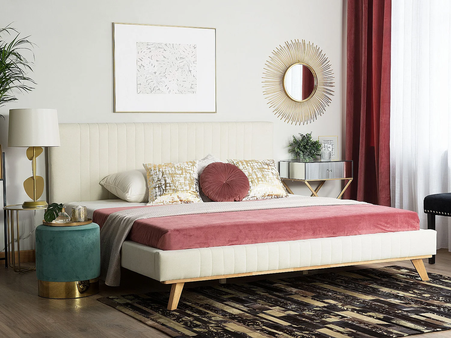 Letto Ciniglia TALENCE 160 x 200 cm Beige chiaro