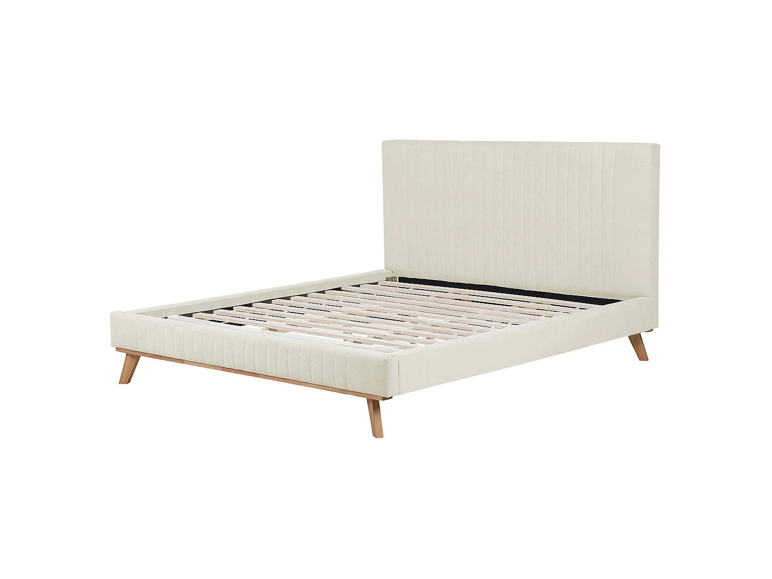 Säng med lamellram Chenille TALENCE 160 x 200 cm Ljusbeige