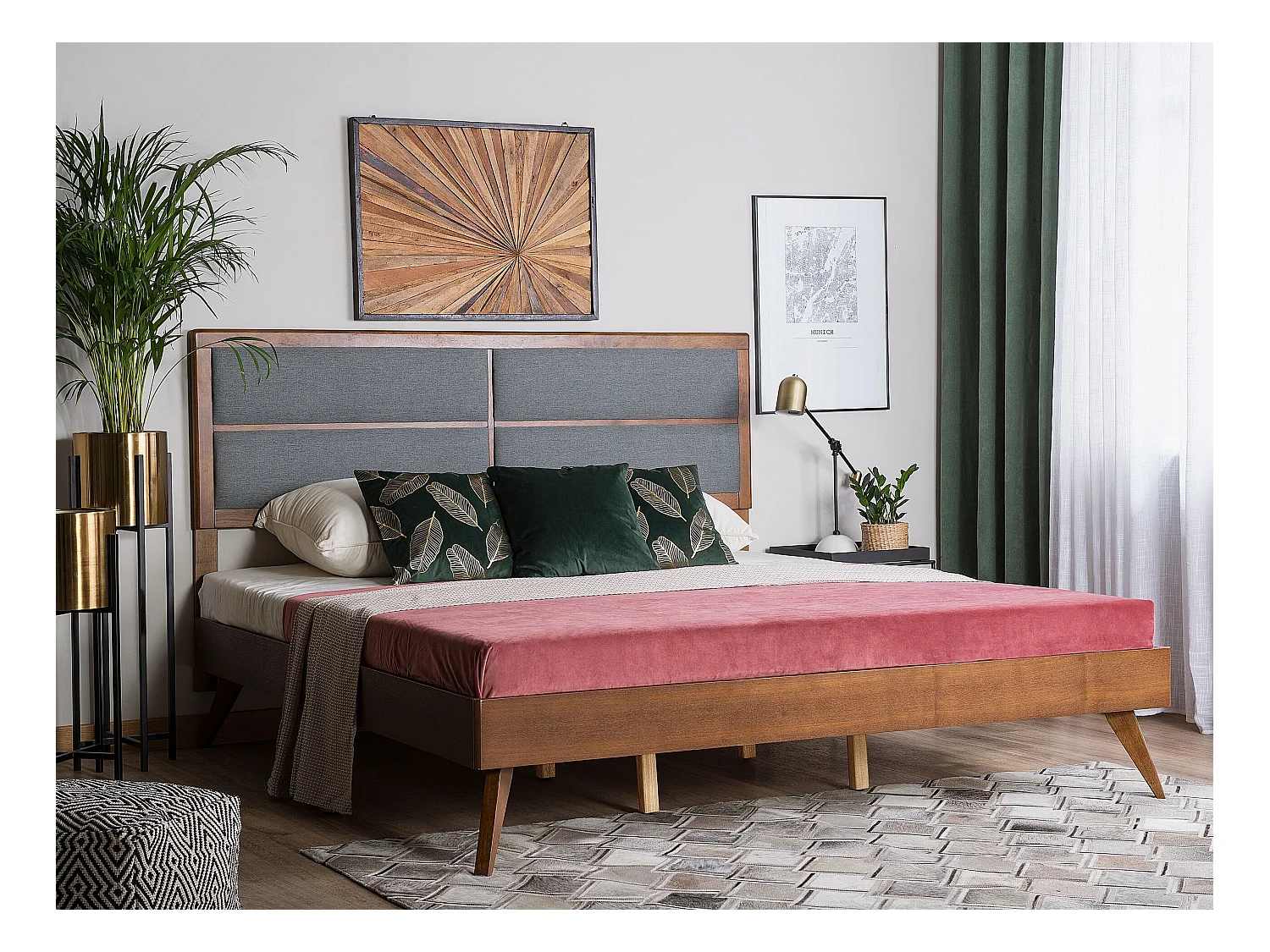 Lit avec sommier POISSY 180 x 200 cm Frêne foncé