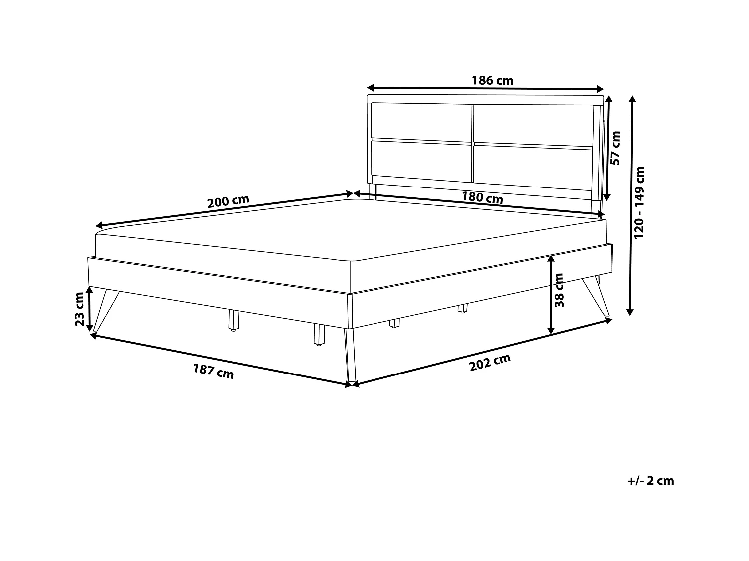 Lit avec sommier POISSY 180 x 200 cm Frêne foncé