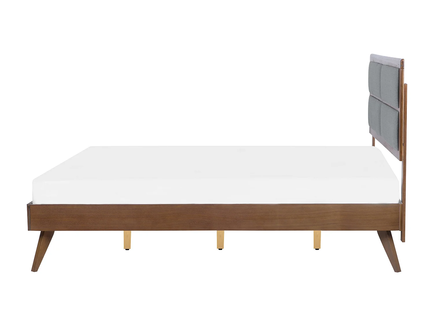 Bett Holzoptik dunkelbraun / grau mit Lattenrost 160x200cm hohes Kopfteil Poissy