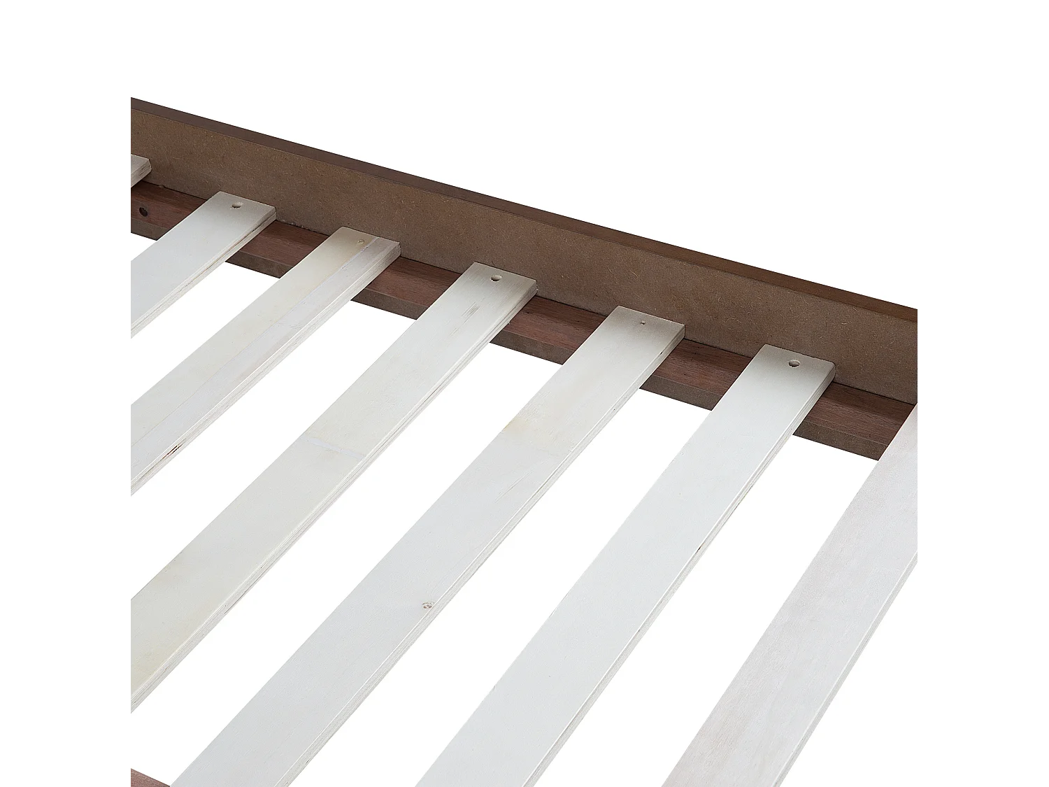 Bett Holzoptik dunkelbraun / grau mit Lattenrost 160x200cm hohes Kopfteil Poissy