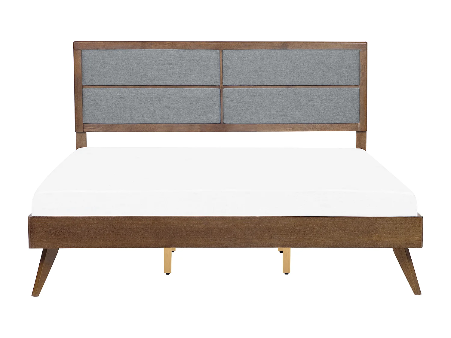 Bett Holzoptik dunkelbraun / grau mit Lattenrost 160x200cm hohes Kopfteil Poissy