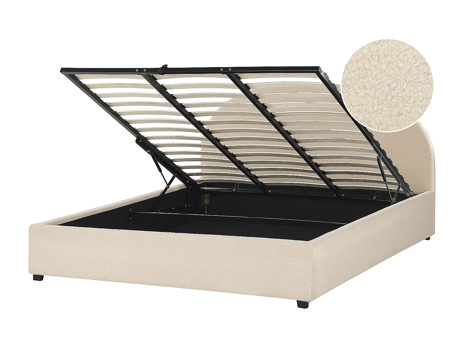 Bed met opbergruimte Bouclé VAUCLUSE 180 x 200 cm Beige