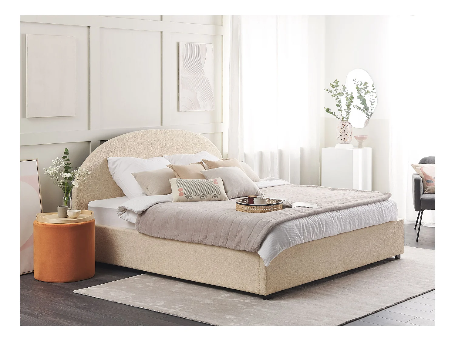 Bed met opbergruimte Bouclé VAUCLUSE 180 x 200 cm Beige