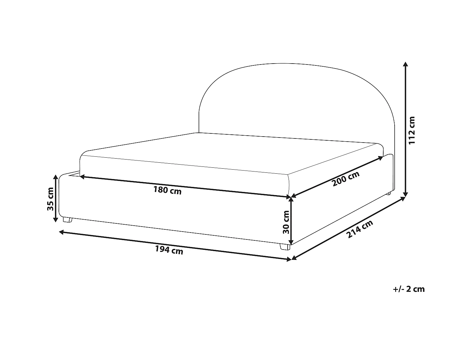 Bed met opbergruimte Bouclé VAUCLUSE 180 x 200 cm Beige