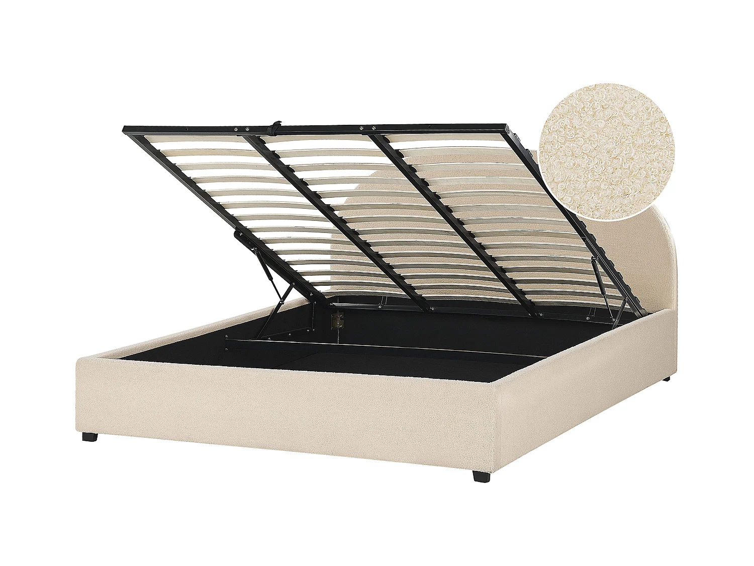 Lit ottoman Bouclé VAUCLUSE 180 x 200 cm Beige