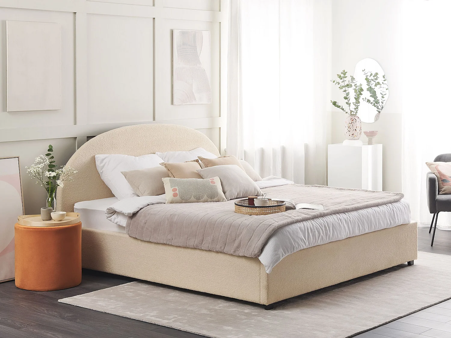 Lit ottoman Bouclé VAUCLUSE 180 x 200 cm Beige