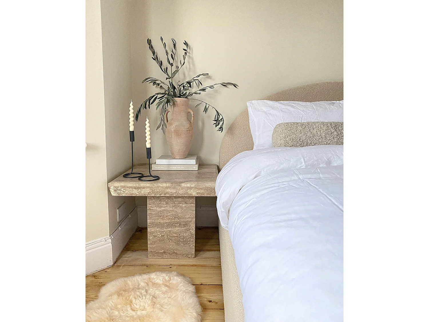 Bed met opbergruimte Bouclé VAUCLUSE 180 x 200 cm Beige