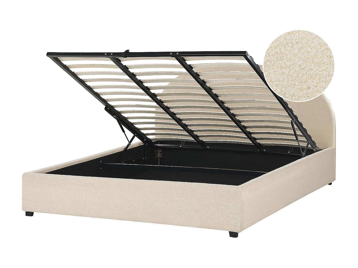 Cama con almacenaje Bouclé VAUCLUSE 180 x 200 cm Beige