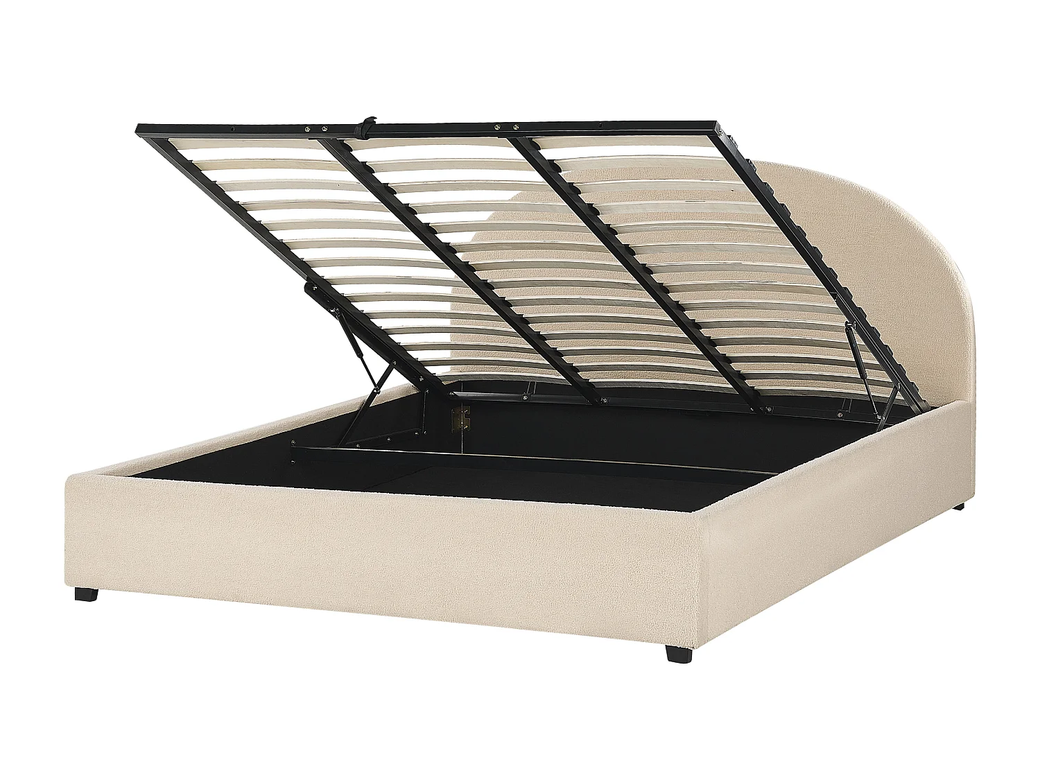 Cama con almacenaje Bouclé VAUCLUSE 180 x 200 cm Beige