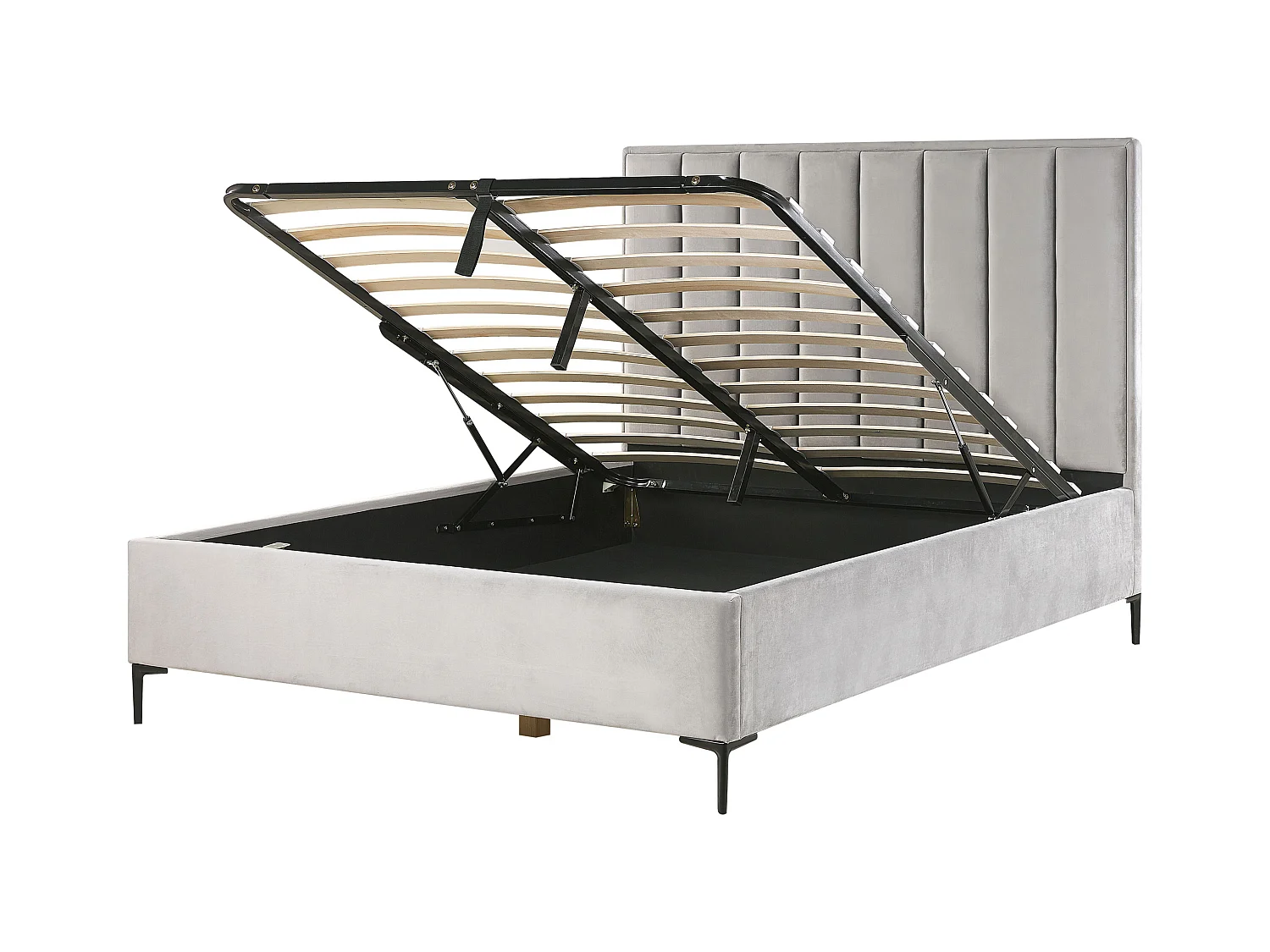 Schlafzimmer Set Bett grau mit Nachttisch Lattenrost 160x200 cm Sezanne