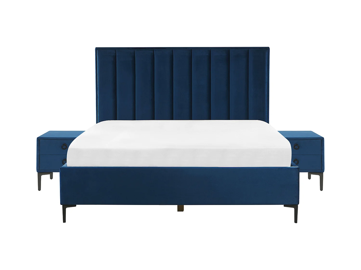 Schlafzimmer Set Bett blau mit Nachttisch Lattenrost 180x200 cm Sezanne