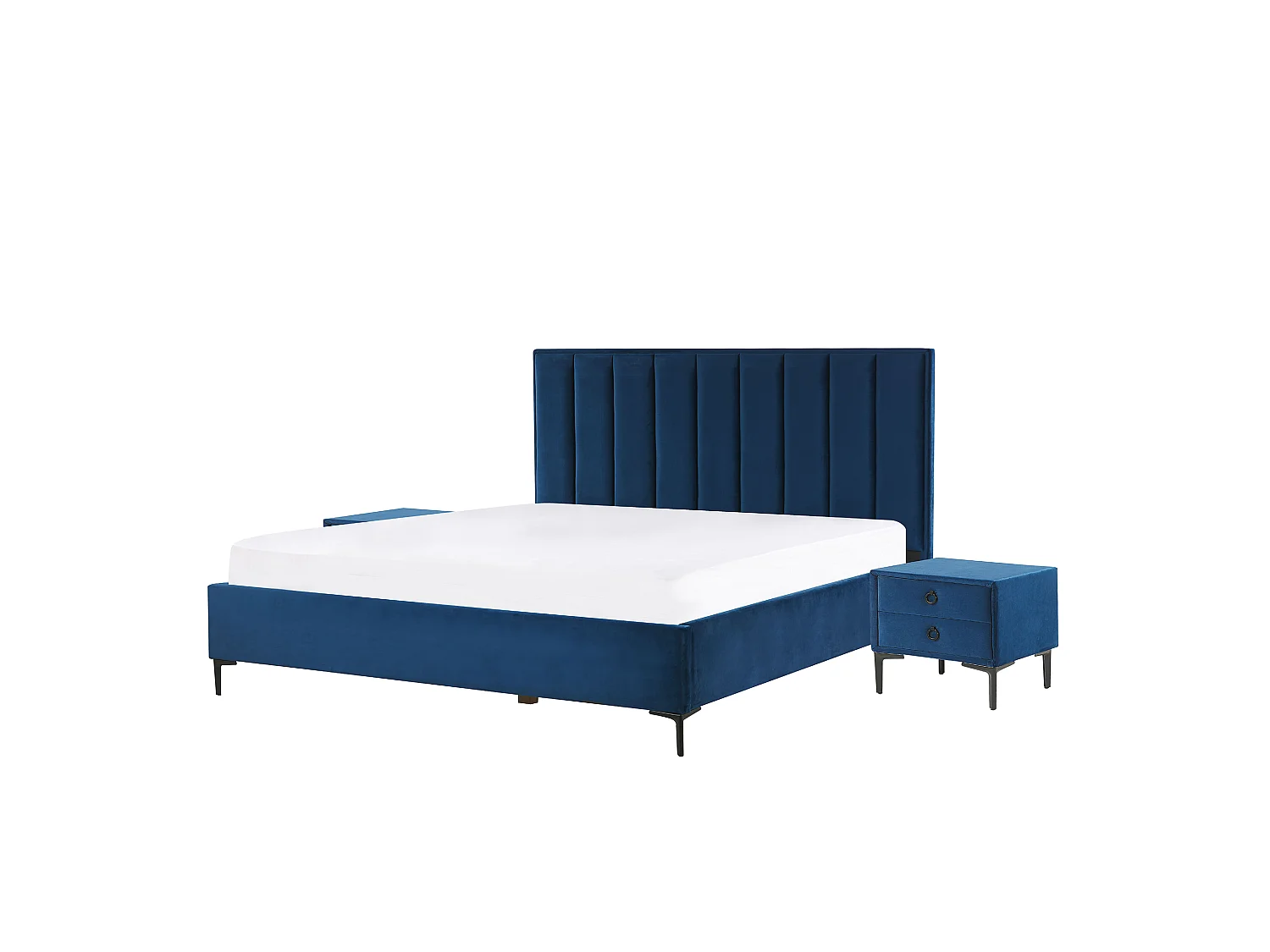 Ensemble de chambre Velours SEZANNE 180 x 200 cm Bleu marine