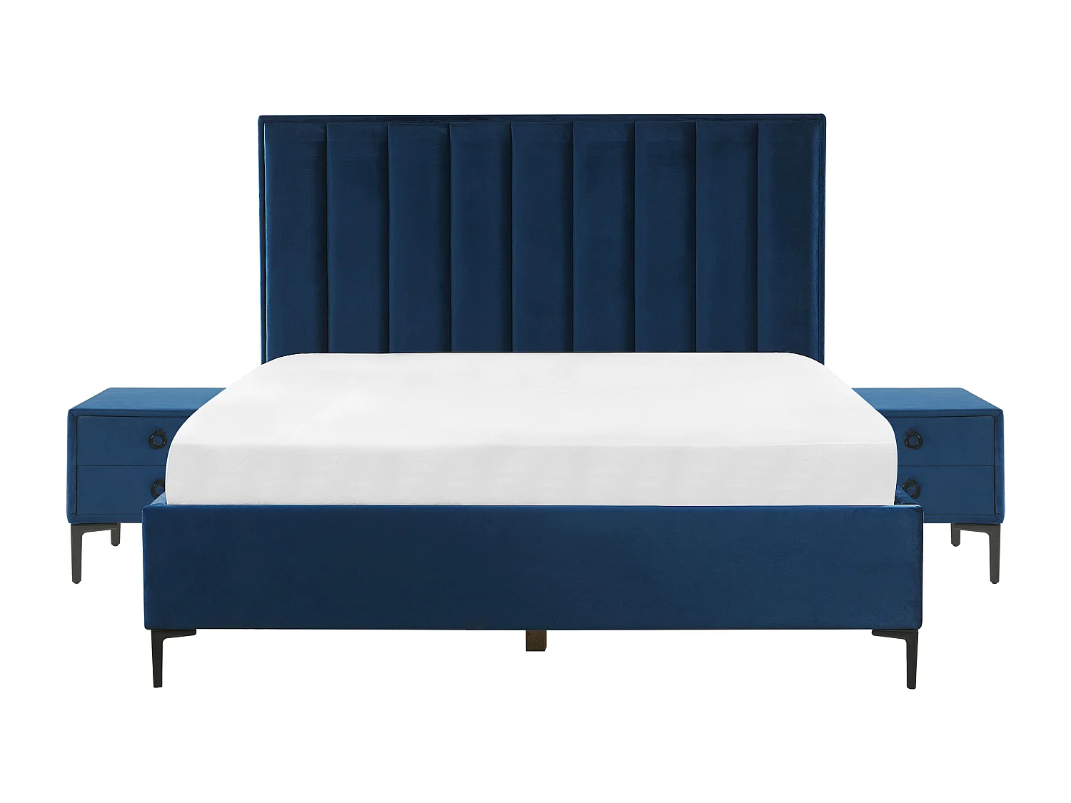 Ensemble de chambre Velours SEZANNE 180 x 200 cm Bleu marine