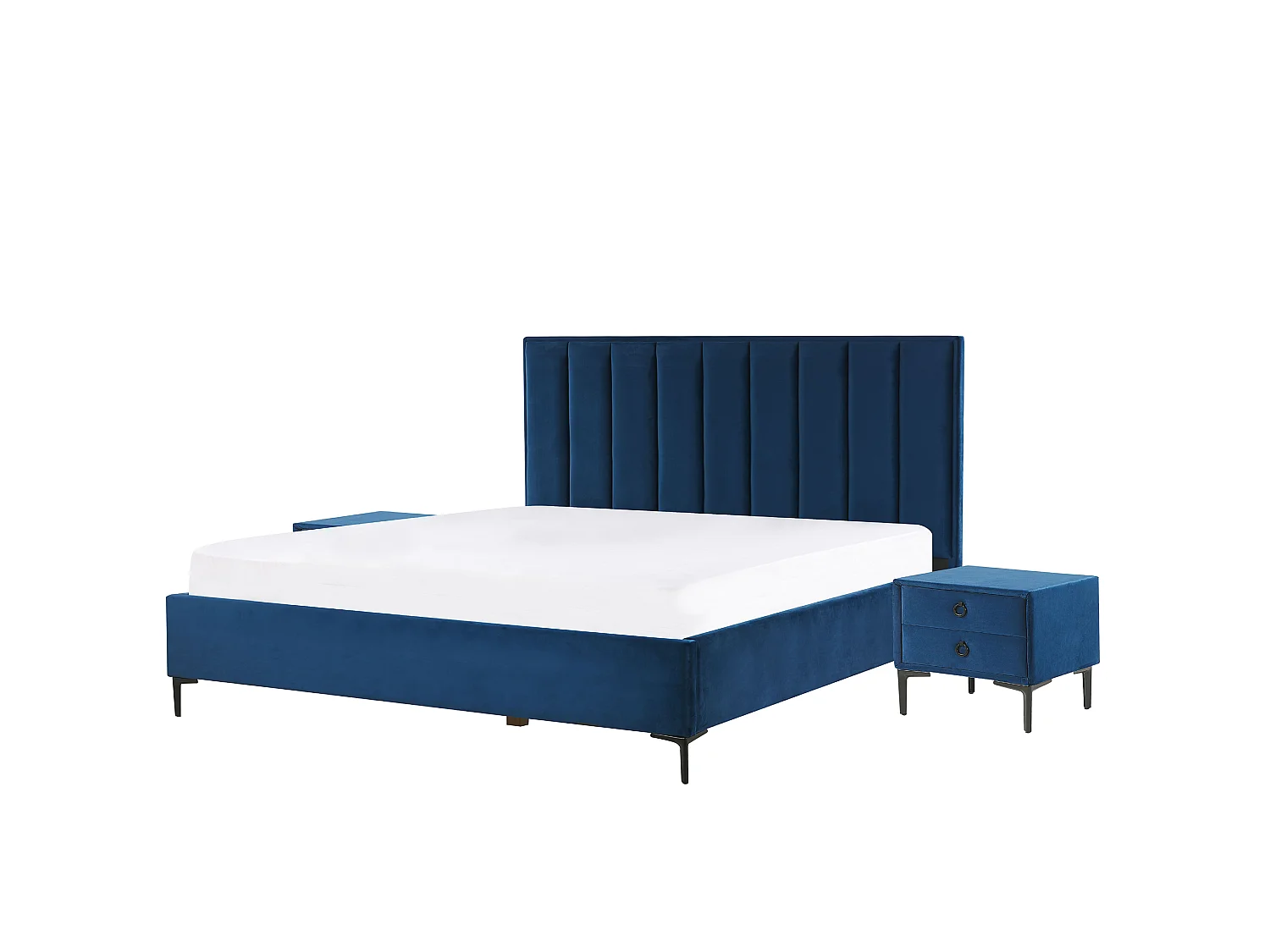 Set da camera da letto Velluto SEZANNE 180 x 200 cm Blu marino