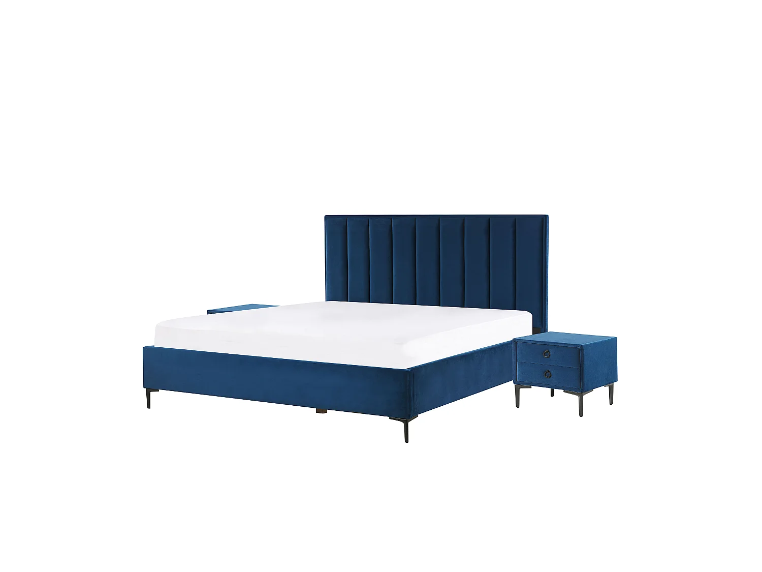 Set da camera da letto Velluto SEZANNE 180 x 200 cm Blu marino