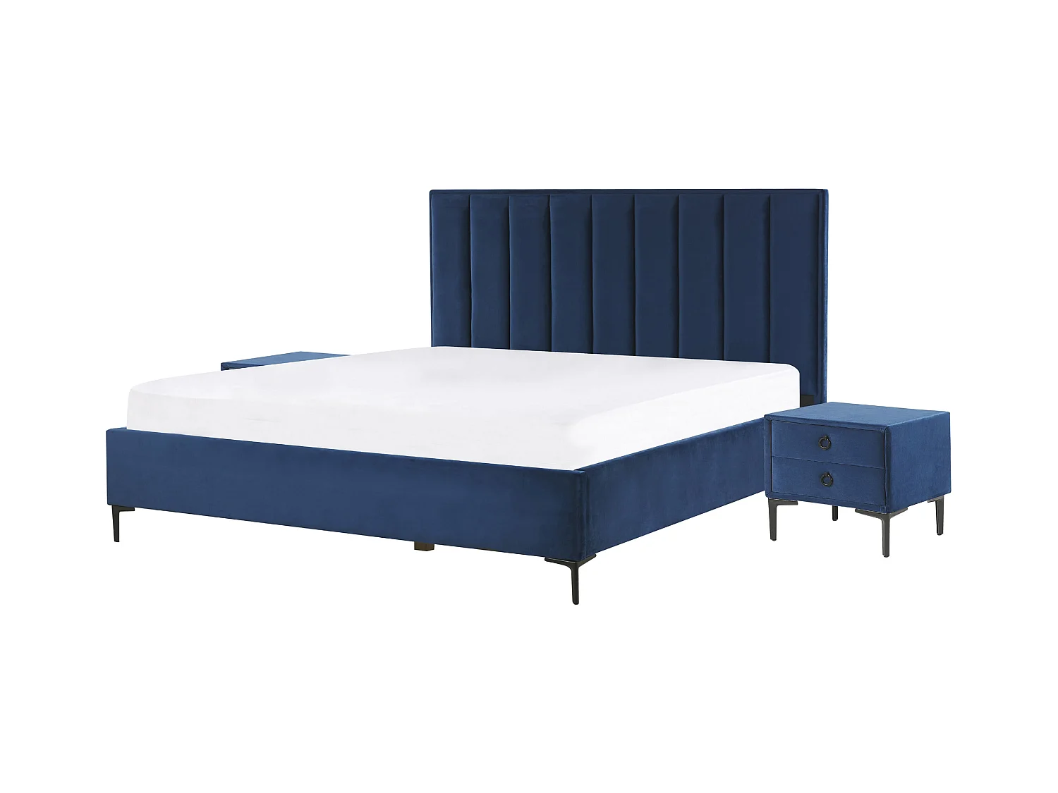 Set da camera da letto Velluto SEZANNE 160 x 200 cm Blu marino