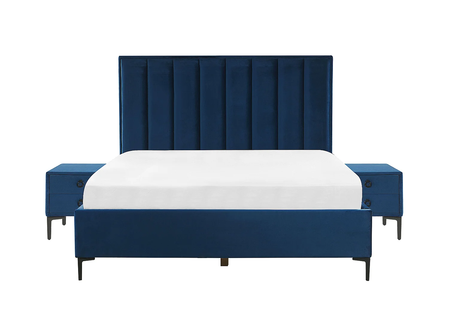 Schlafzimmer Set Bett blau mit Nachttisch Lattenrost 160x200 cm Sezanne