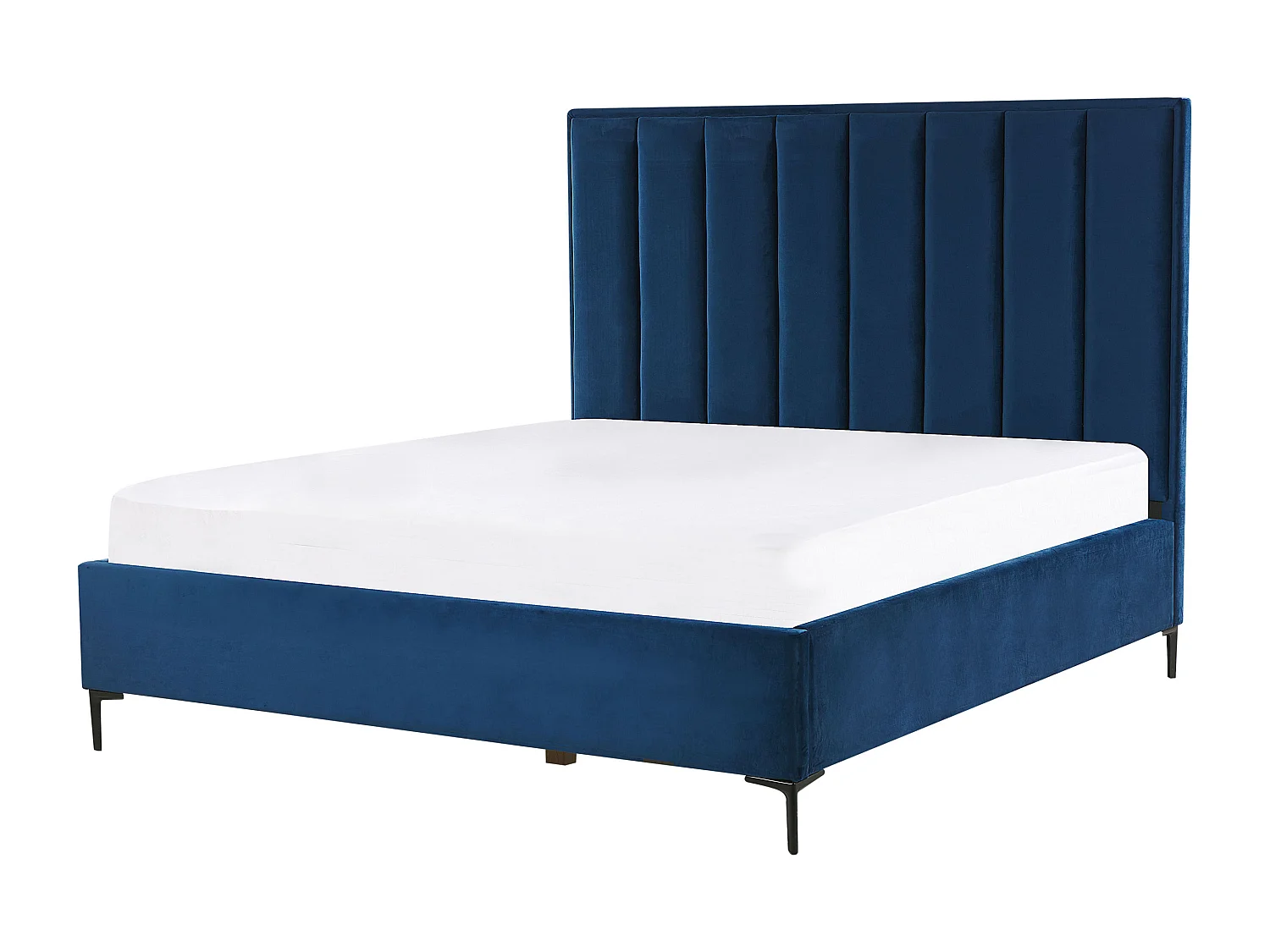 Conjunto de quarto de dormir Veludo SEZANNE 160 x 200 cm Azul marinho
