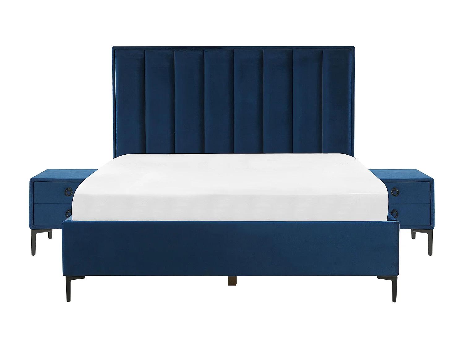 Ensemble de chambre Velours SEZANNE 160 x 200 cm Bleu marine