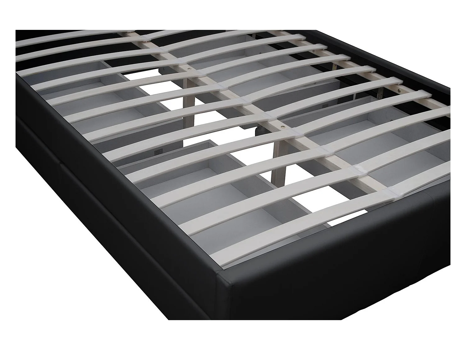 Lit à led avec 4 tiroirs simili cuir Denvers-Couleur Noir-160x200