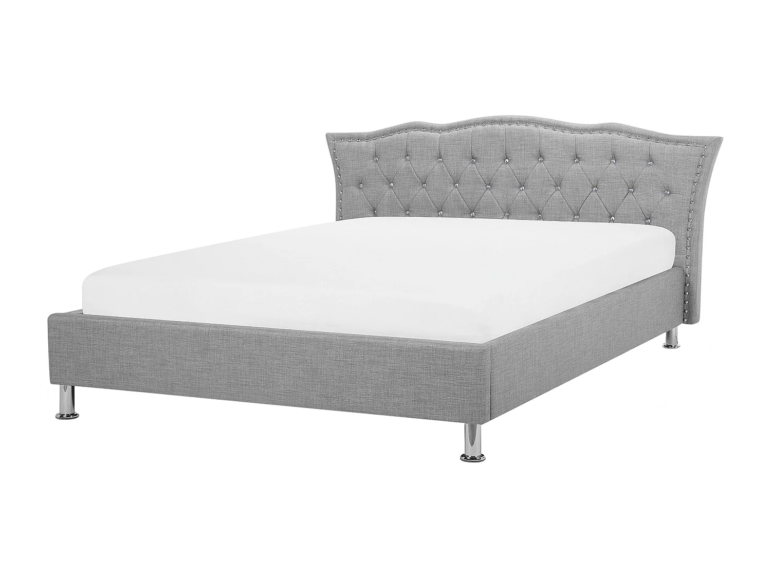Bed Stof METZ 140 x 200 cm Lichtgrijs
