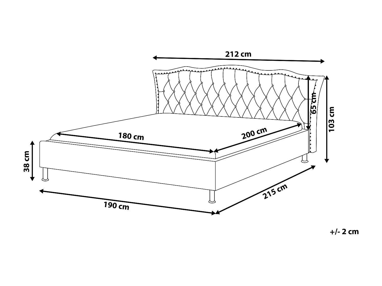 Bed Stof METZ 180 x 200 cm Lichtgrijs