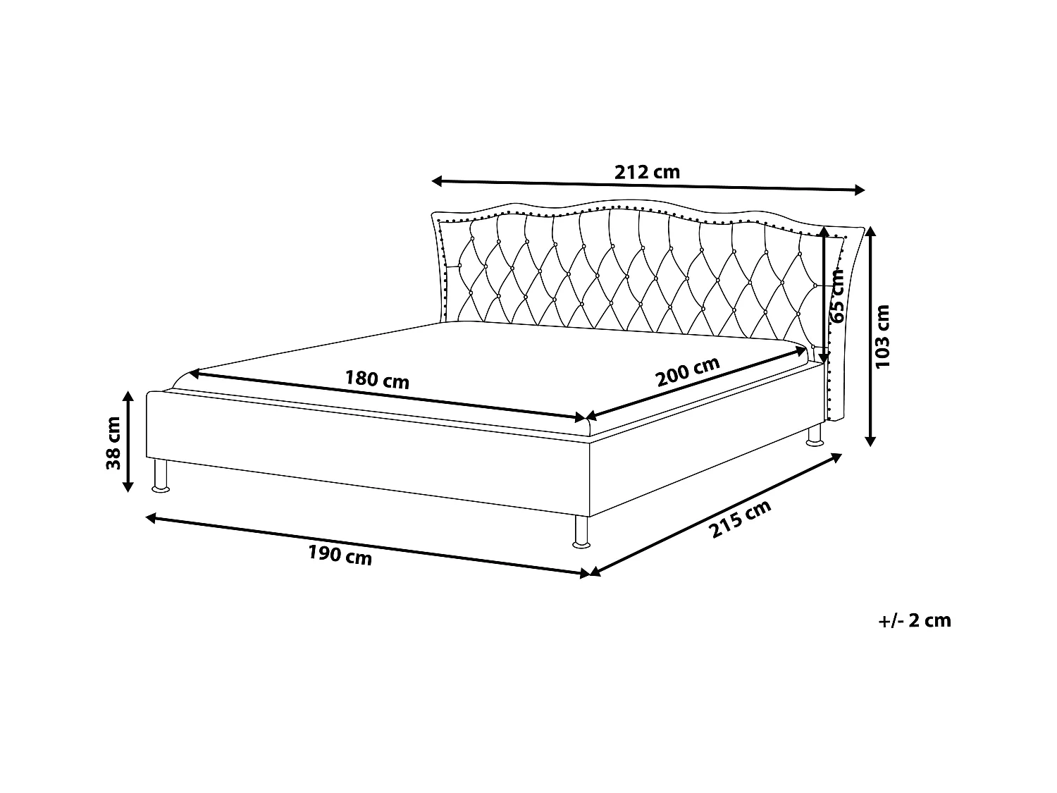 Bed Stof METZ 180 x 200 cm Lichtgrijs