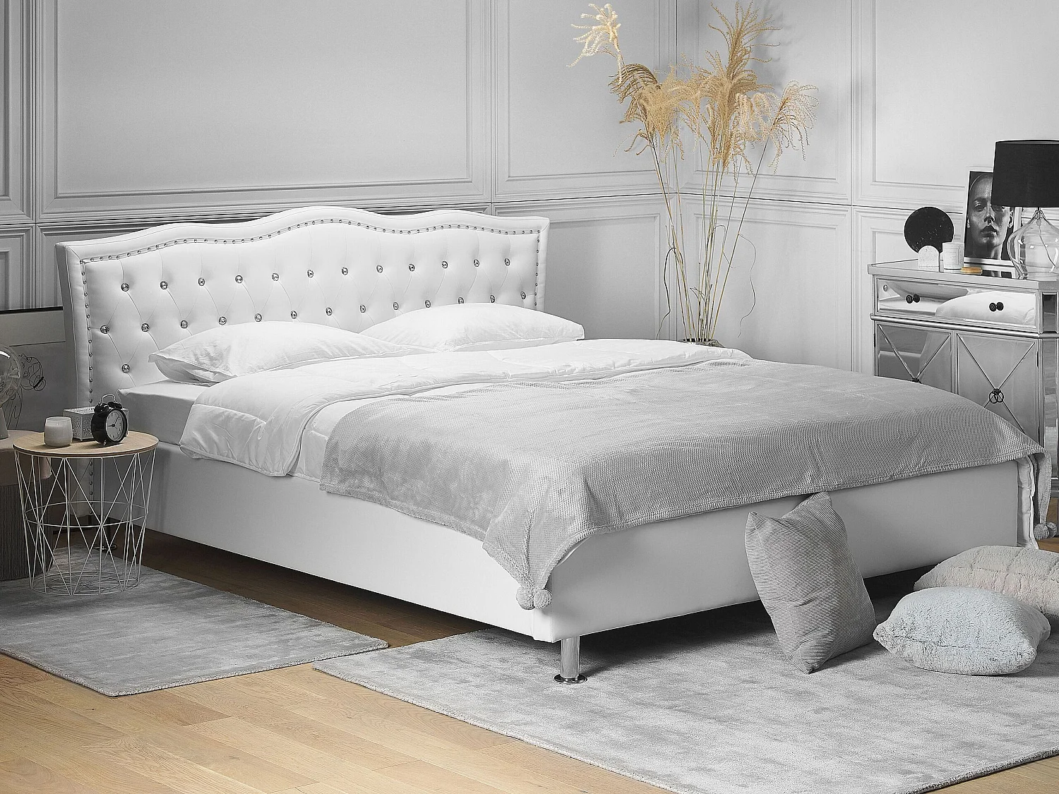 Bed met opbergruimte Kunstleer METZ 160 x 200 cm Wit